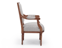 Louis XVI style antique armchair wood antique stain and brown fabric Louis XVI style antique armchair wood antique stain and brown fabric