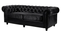 3 seater Chesterfield leather sofa black studded armrests 3 seater Chesterfield leather sofa black studded armrests