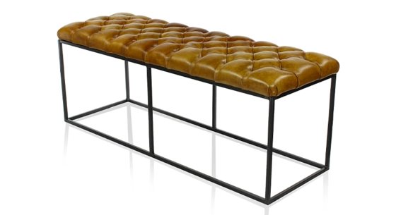 Chesterfield leather bench cognac