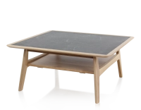 Table basse carrée en chêne et céramique avec bois teinte naturelle plateau céramique effet ardoise 100x100 cm Table basse carrée en chêne et céramique avec bois teinte naturelle plateau céramique effet ardoise 100x100 cm