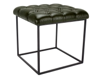 Pouf Chesterfield cuir vert olive