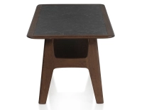Table basse rectangulaire en chêne et céramique avec bois teinte marron foncé plateau céramique effet ardoise 100x50 cm Table basse rectangulaire en chêne et céramique avec bois teinte marron foncé plateau céramique effet ardoise 100x50 cm