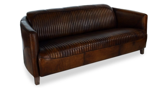 3 seater leather club sofa dark brown