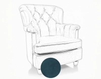 Fauteuil Chesterfield cuir bleu moyen dossier Fauteuil Chesterfield cuir bleu moyen dossier