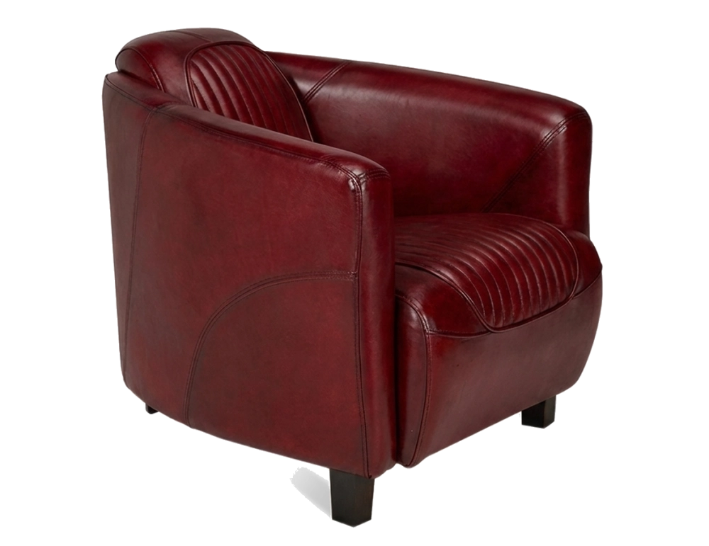 Fauteuil club cuir rouge carmin