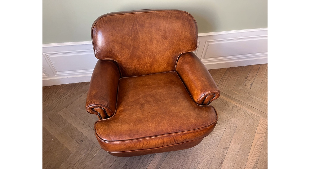 Fauteuil club cuir marron clair Fauteuil club cuir marron clair
