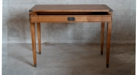 Navy desk in wood and leather bois teinte merisier plateau bois