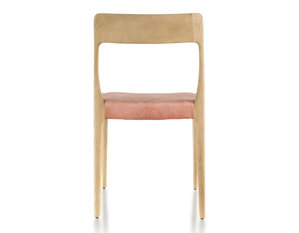 Scandinavian chair wood stained natural seat pale pink velvet fabric Scandinavian chair wood stained natural seat pale pink velvet fabric