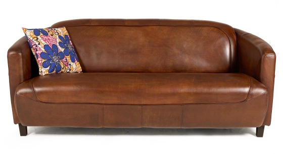3 seater leather club sofa vintage brown