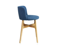 Bar stool h60 cm natural tint wood, denim blue fabric seat Bar stool h60 cm natural tint wood, denim blue fabric seat