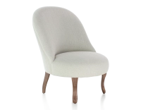 Fauteuil crapaud sans accoudoirs pieds bois teinte noyer et tissu beige naturel Fauteuil crapaud sans accoudoirs pieds bois teinte noyer et tissu beige naturel