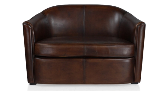 Canapé club cuir 2 places marron soutenu