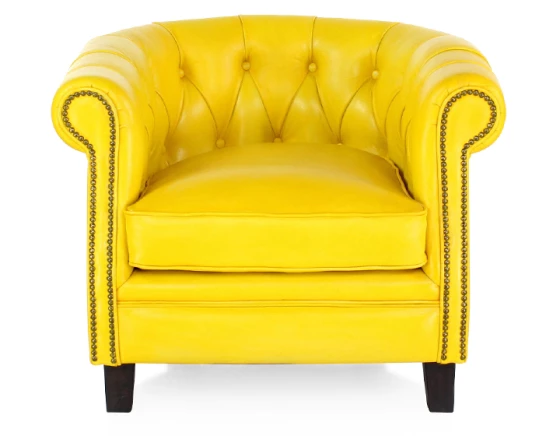 Fauteuil chesterfield cuir jaune
