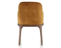 Chaise design avec accoudoirs bois teinte marron foncé et tissu velours bronze Chaise design avec accoudoirs bois teinte marron foncé et tissu velours bronze