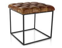 Pouf Chesterfield cuir marron clair Pouf Chesterfield cuir marron clair