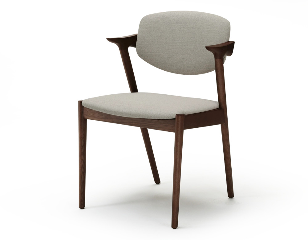 Dark brown stained design chair and natural beige fabric dark brown wood seat natural beige fabric Dark brown stained design chair and natural beige fabric dark brown wood seat natural beige fabric