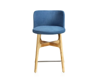 Bar stool h60 cm natural tint wood, denim blue fabric seat Bar stool h60 cm natural tint wood, denim blue fabric seat