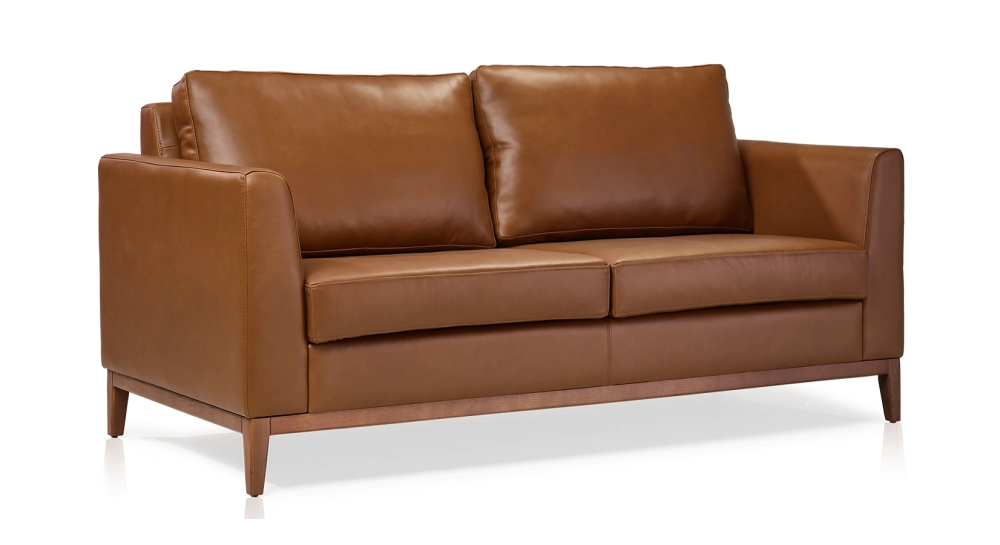 Canapé design 2,5 places cuir noisette