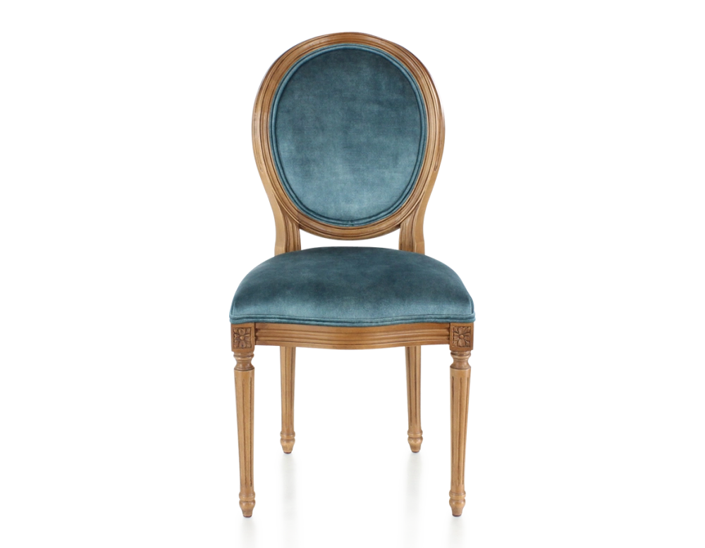 Chaise ancienne style Louis XVI bois teinte ancienne et tissu velours bleu pétrole Chaise ancienne style Louis XVI bois teinte ancienne et tissu velours bleu pétrole