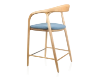 Tabouret de bar H60 cm bois teinte naturelle et tissu bleu jean Tabouret de bar H60 cm bois teinte naturelle et tissu bleu jean