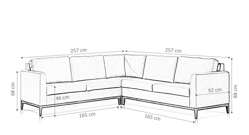 Canapé d'angle 6 places tissu bleu jean (2,5G - A - 2,5D) Canapé d'angle 6 places tissu bleu jean (2,5G - A - 2,5D)