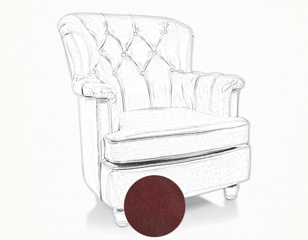 Fauteuil Chesterfield cuir rouge carmin moyen dossier Fauteuil Chesterfield cuir rouge carmin moyen dossier