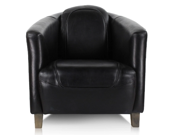 Fauteuil club cuir noir