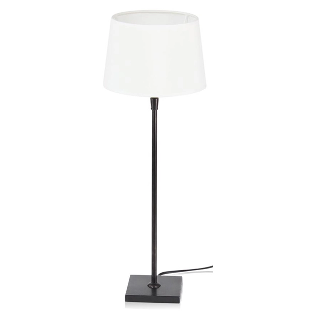 Black bedside lamp with straight lampshade Black bedside lamp with straight lampshade