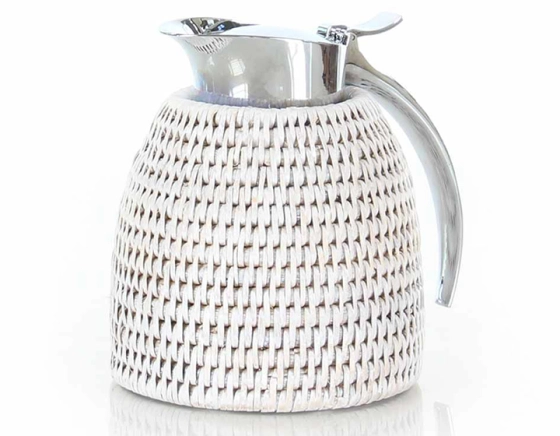 White rattan flask 0.3 litre