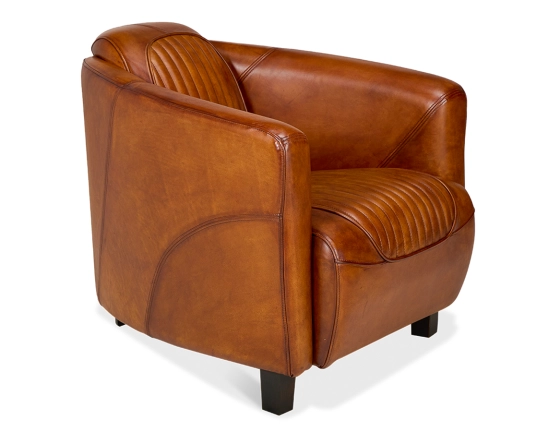Leather club armchair light brown