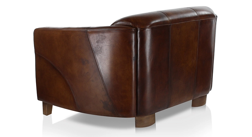 Canapé club cuir 2 places marron soutenu Canapé club cuir 2 places marron soutenu