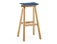 Tabouret de bar en chêne tapissé H80 cm bois teinte naturelle assise tissu bleu marine Tabouret de bar en chêne tapissé H80 cm bois teinte naturelle assise tissu bleu marine