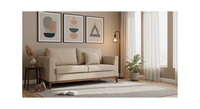 Module droit 2,5 places tissu crème