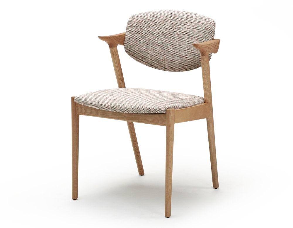 Chaise scandinave bois teinte naturelle assise tissu fusion Chaise scandinave bois teinte naturelle assise tissu fusion