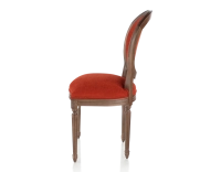 Antique Louis XVI style chair dark brown stained wood and burnt orange fabric Antique Louis XVI style chair dark brown stained wood and burnt orange fabric