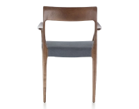 Chaise scandinave avec accoudoirs bois teinte marron foncé assise tissu gris Chaise scandinave avec accoudoirs bois teinte marron foncé assise tissu gris