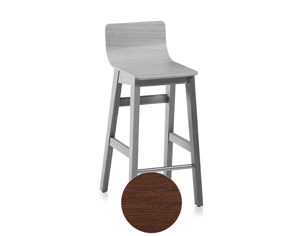 Oak bar stool H60 cm dark brown stained wood Oak bar stool H60 cm dark brown stained wood