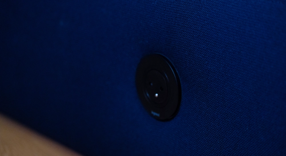 Antique 3 seater sofa tissu bleu marine