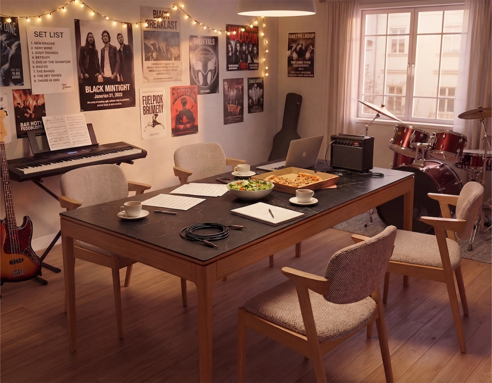 Chaise scandinave bois teinte merisier assise tissu fusion