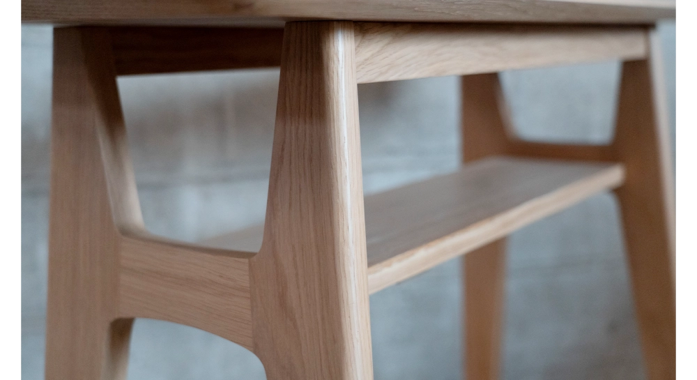 Console fixe sans tiroir en chêne teinte naturelle et céramique effet marbre blanc 100x40 cm