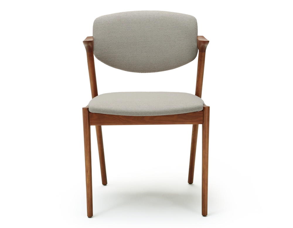 Chaise design teinte merisier et tissu beige naturel bois teinte merisier assise tissu beige naturel Chaise design teinte merisier et tissu beige naturel bois teinte merisier assise tissu beige naturel