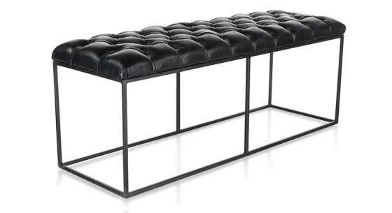 Chesterfield leather bench black