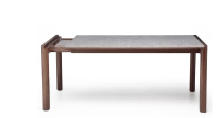 Table extensible 8 à 12 personnes en noyer et céramique allonges céramique bois teinte naturelle et céramique effet terrazzo gris 160x100 cm Table extensible 8 à 12 personnes en noyer et céramique allonges céramique bois teinte naturelle et céramique effet terrazzo gris 160x100 cm