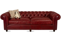 Sofá Chesterfield de piel de 3 plazas rojo carmín reposabrazos con tachuelas