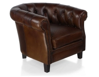 Fauteuil chesterfield cuir marron soutenu accoudoirs cloutés Fauteuil chesterfield cuir marron soutenu accoudoirs cloutés