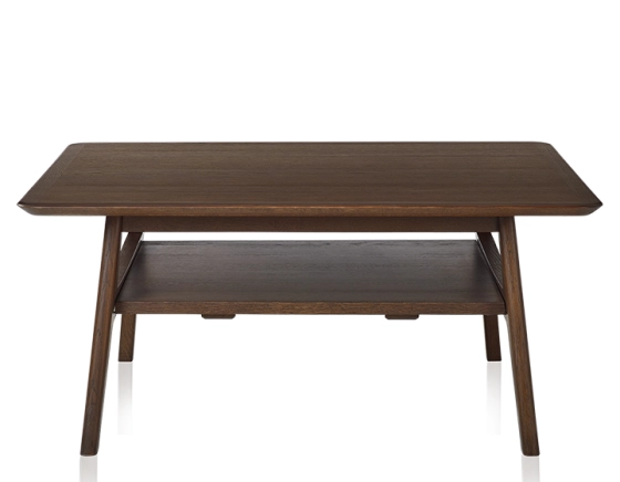 Square oak coffee table dark brown tint 100x100 cm 100x100 cm