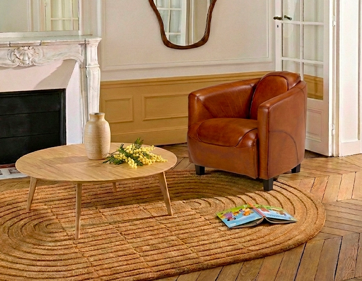 Leather club armchair light brown