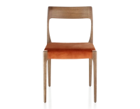 Scandinavian chair walnut-stained wood, terracotta velvet seat Scandinavian chair walnut-stained wood, terracotta velvet seat
