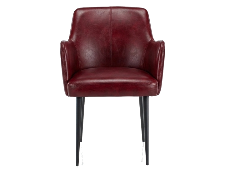 Vintage armchair with leather armrests burgundy