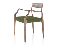 Chaise scandinave avec accoudoirs bois teinte marron foncé assise tissu vert olive Chaise scandinave avec accoudoirs bois teinte marron foncé assise tissu vert olive